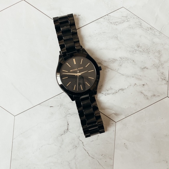 MICHAEL KORS Black Slim Runway Watch